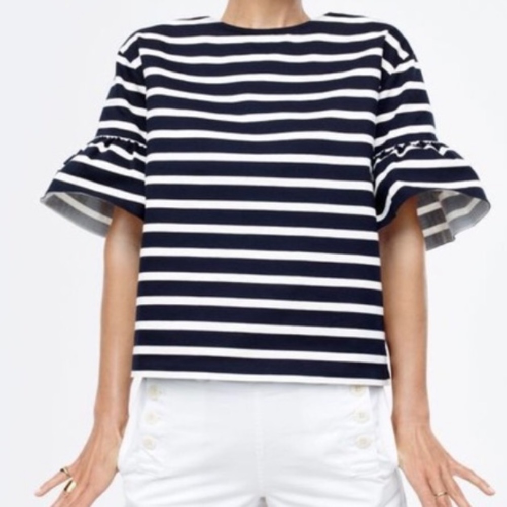 J. Crew Navy and White Striped Top